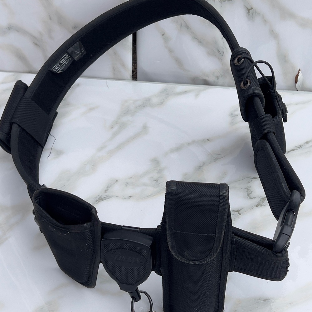 Tact Squad Utility Belt Black Nylon Tactical Security Duty Belt with Pouches